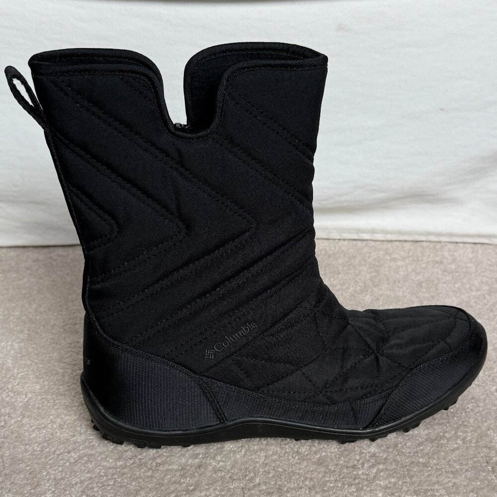 EUC Columbia Women's Omniheat Powder Summit Mid Black Quilted Snow Boots Size 8